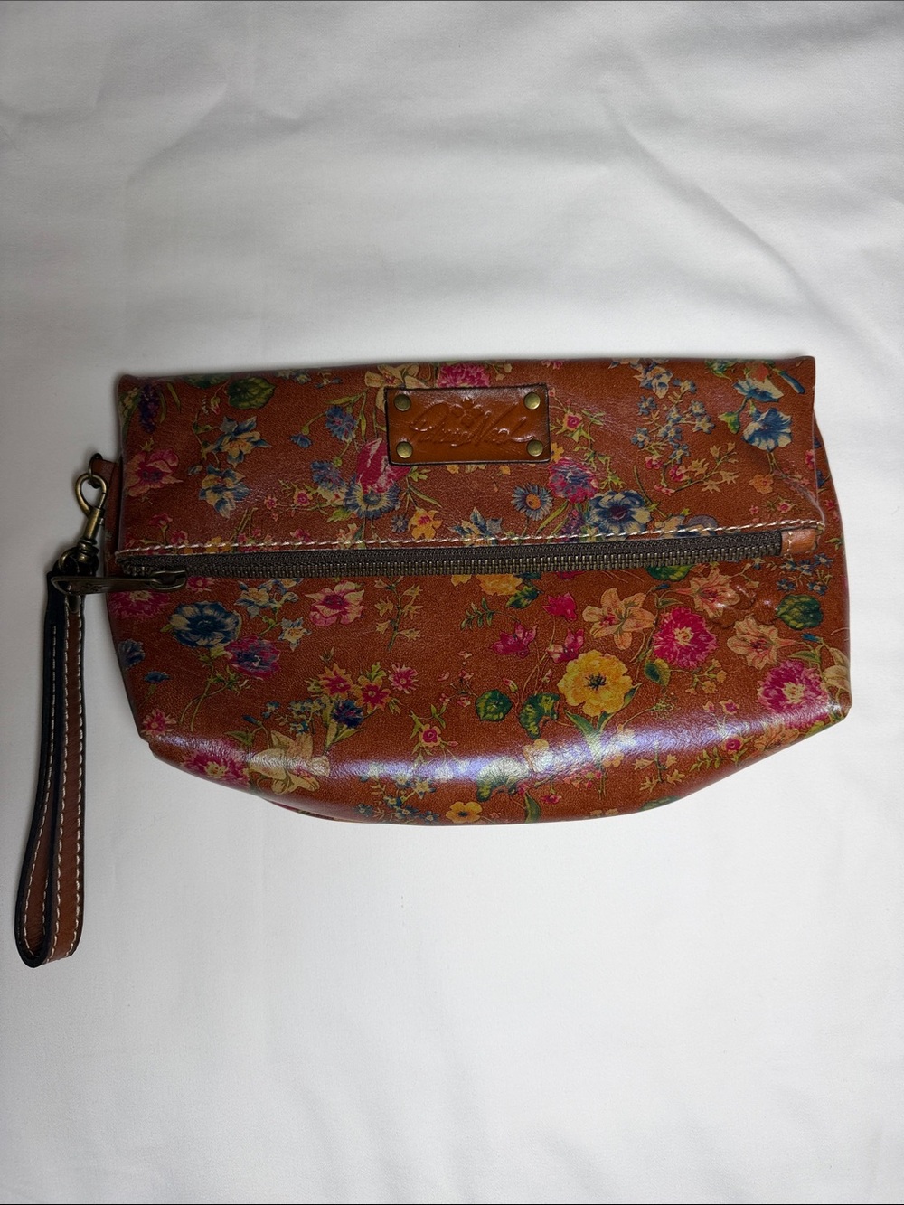 Patricia Nash "Prairie Rose" Floral Leather Fold-over Wristlet/Clutch Bag